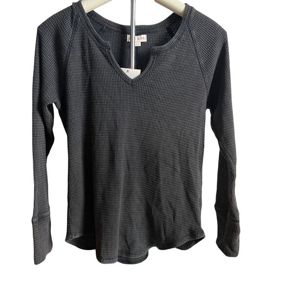 Knox Rose Women's Black Long Sleeve Notch Neck Thermal Top - Size Small - NWT - Picture 1 of 10